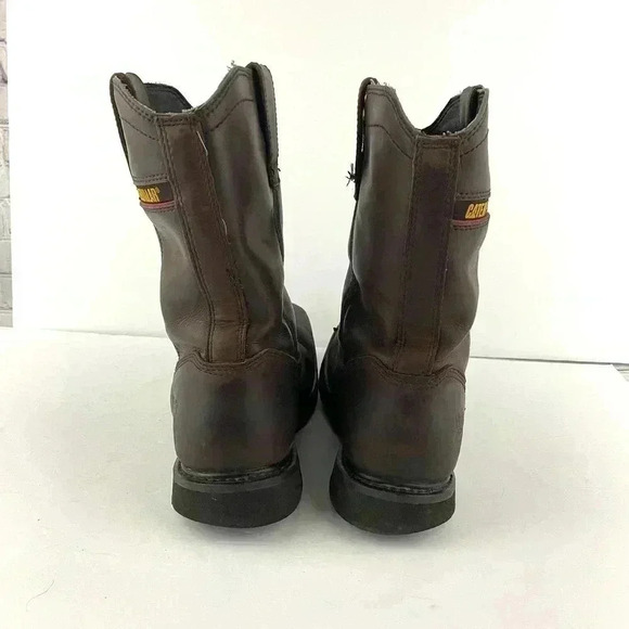 Cat Footwear Men's Brown Leather Work Boots 9.5 Hudson EH Steel Toe Wellington - Picture 9 of 14